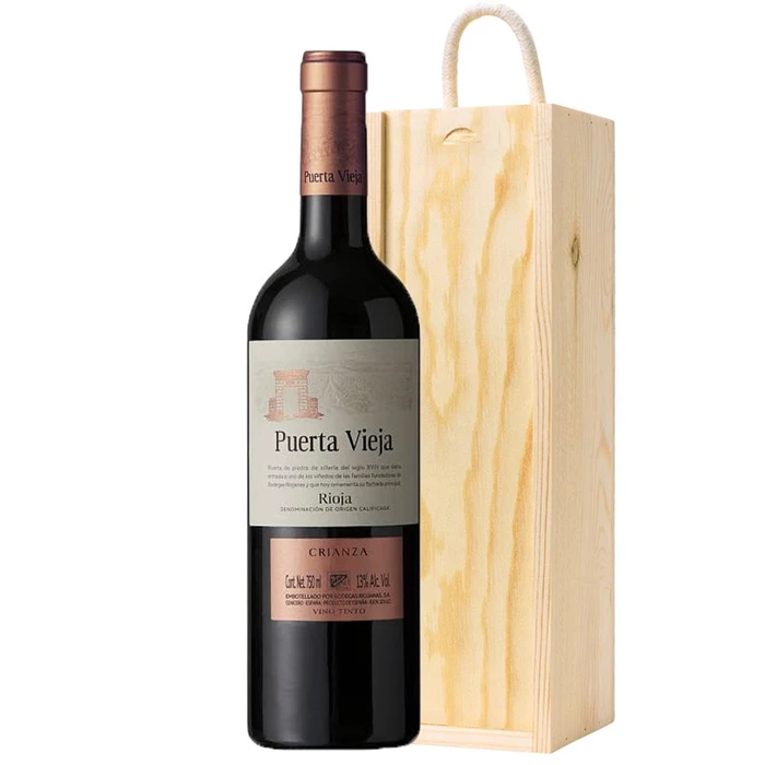 Puerta Vieja Crianza Seleccion 75cl Red Wine In Pine Wooden Gift Box